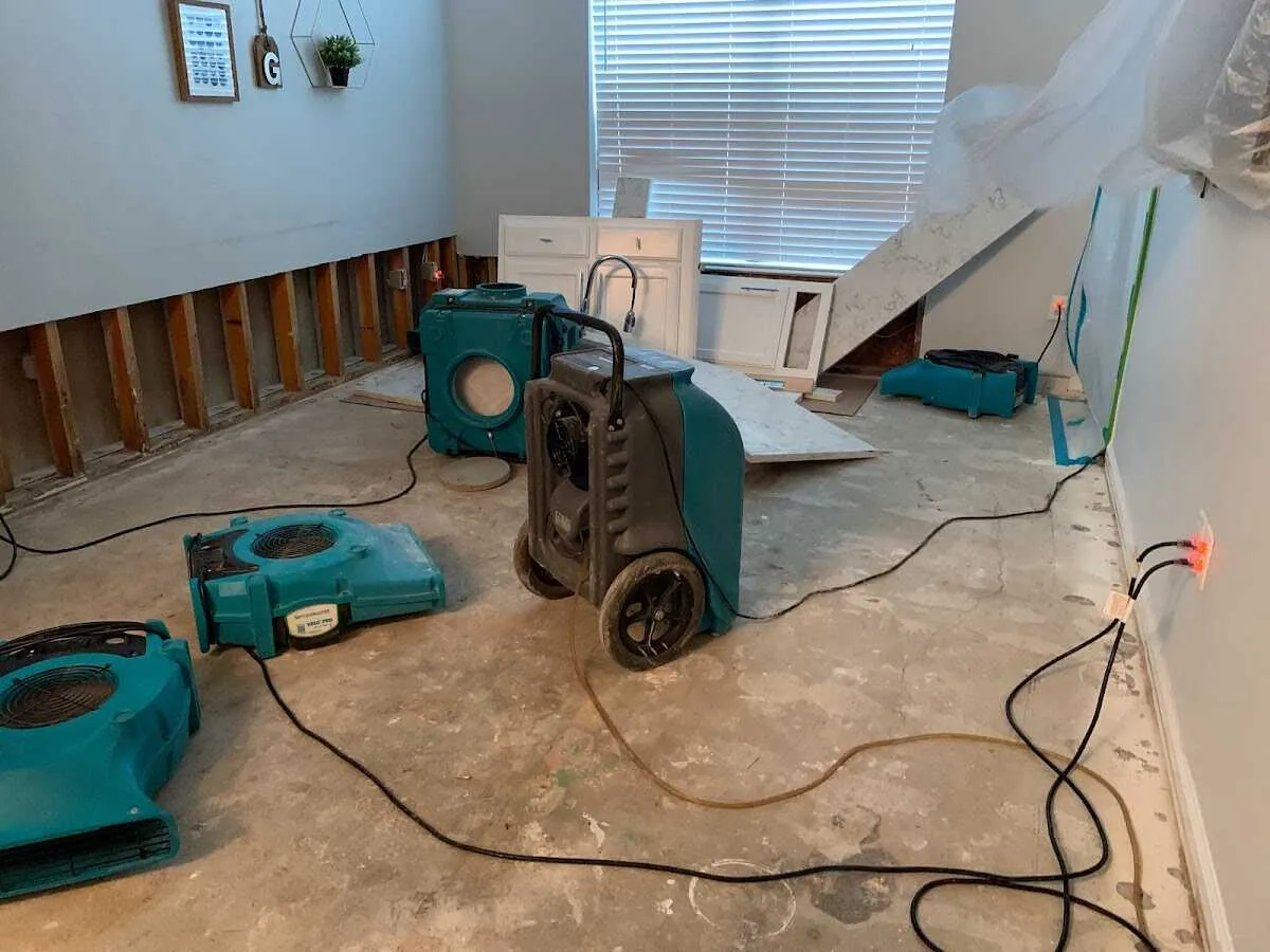 Dehumidifier in flood-cut room for Water Extraction & Removal in Ledyard